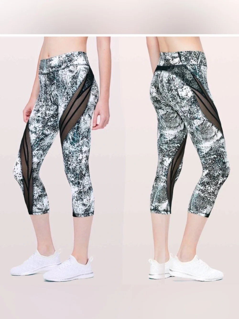 Lululemon Never Still Crop leggings sheer mesh  *21